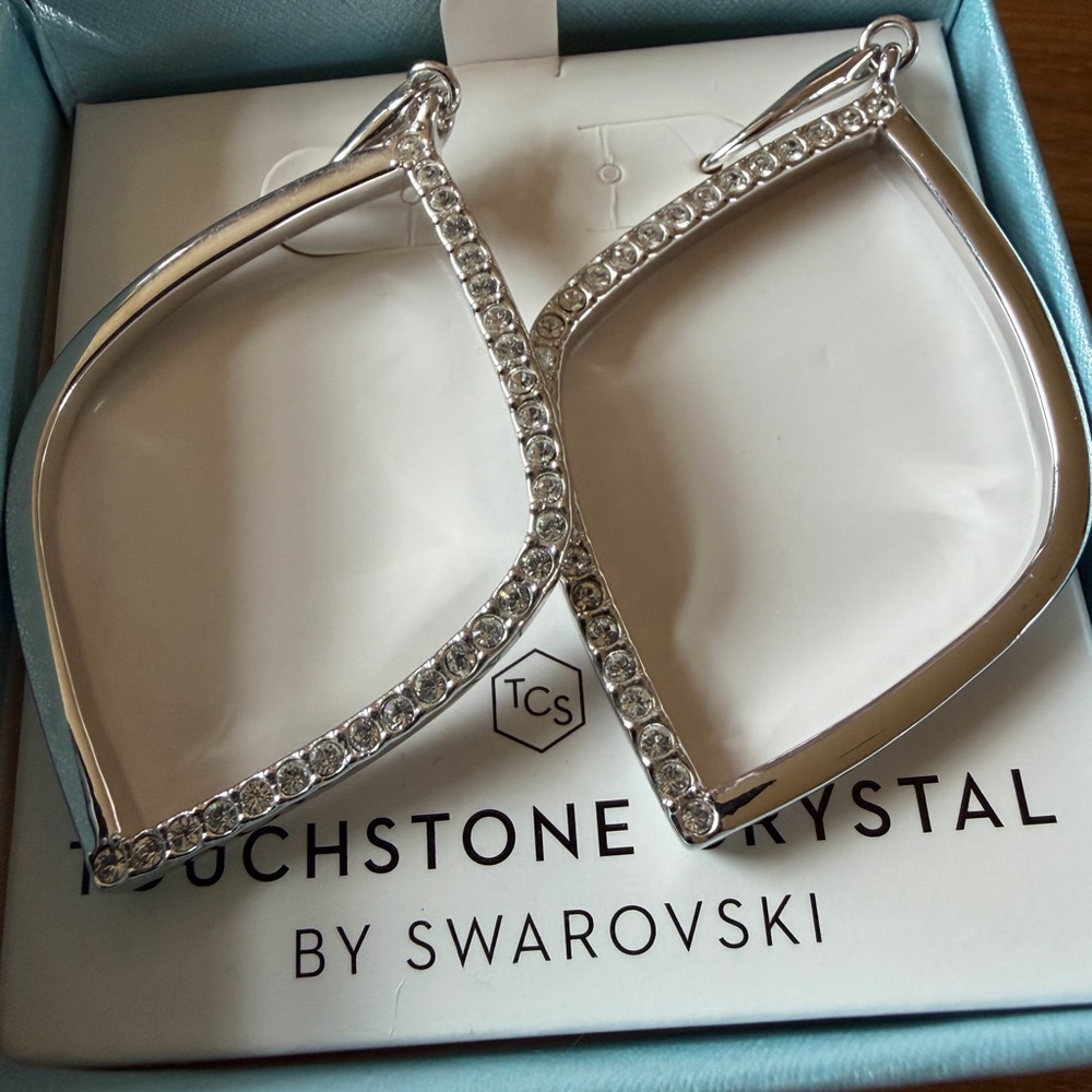 Touchstone Crystal Silver Hoop Earrings